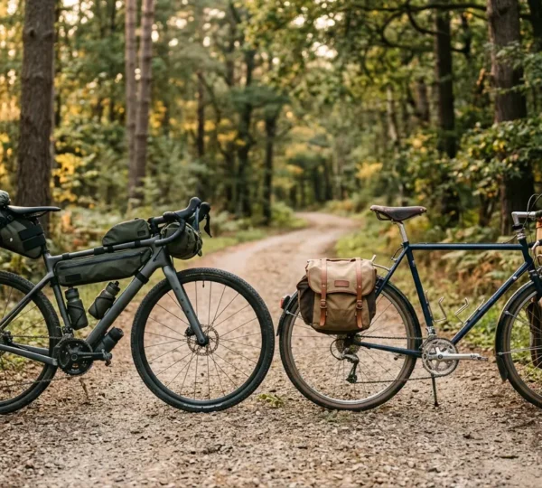 Comparaison entre la bagagerie bikepacking compacte et le cyclotourisme traditionnel avec sacoches pour le voyage à vélo