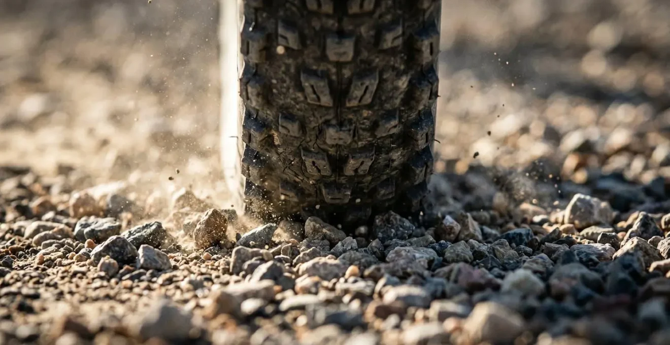 Représentation visuelle du concept de cercle de traction en VTT sur terrain instable