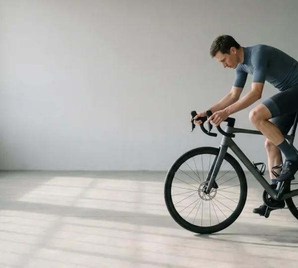 Cycliste ajustant la position de son vélo pour optimiser la santé du dos