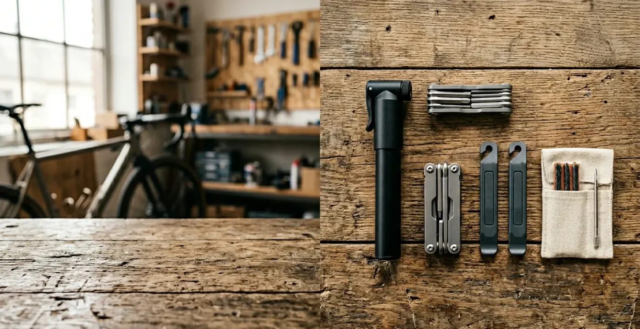 Kit de réparation vélo minimaliste prêt à l'emploi pour intervention rapide