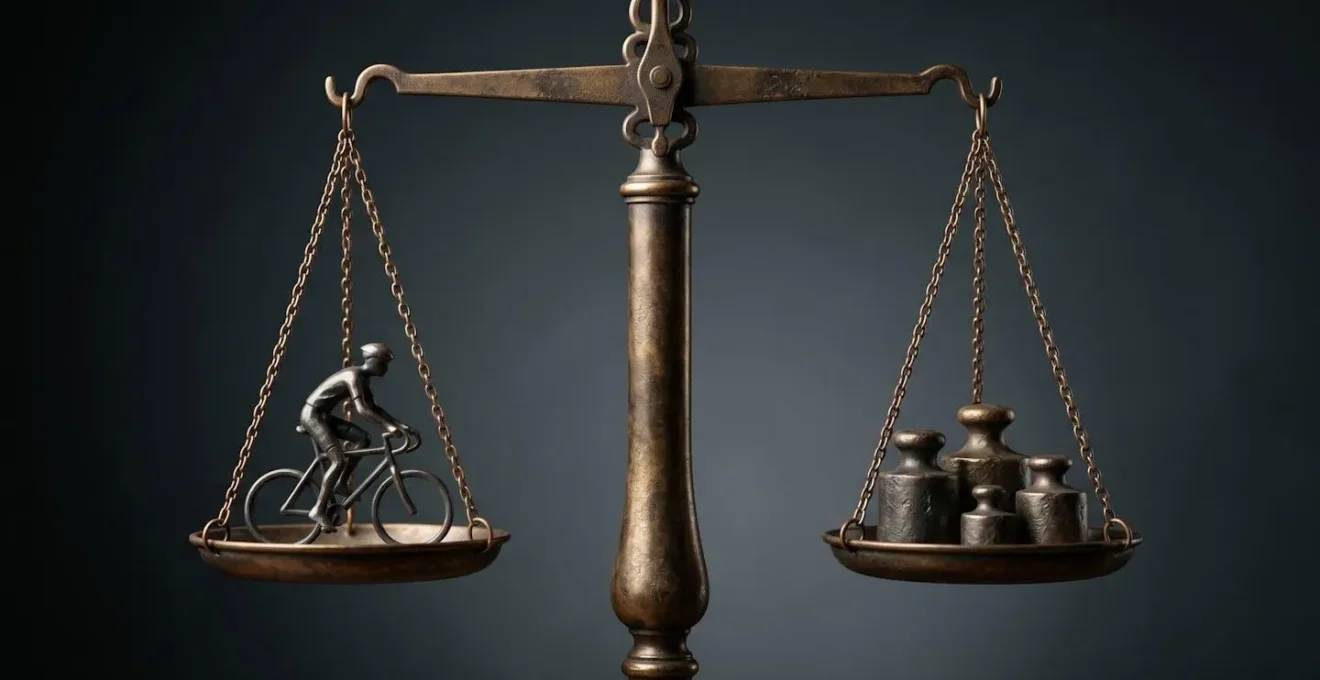 Balance de justice symbolisant l'équilibre entre responsabilité et protection des cyclistes accidentés