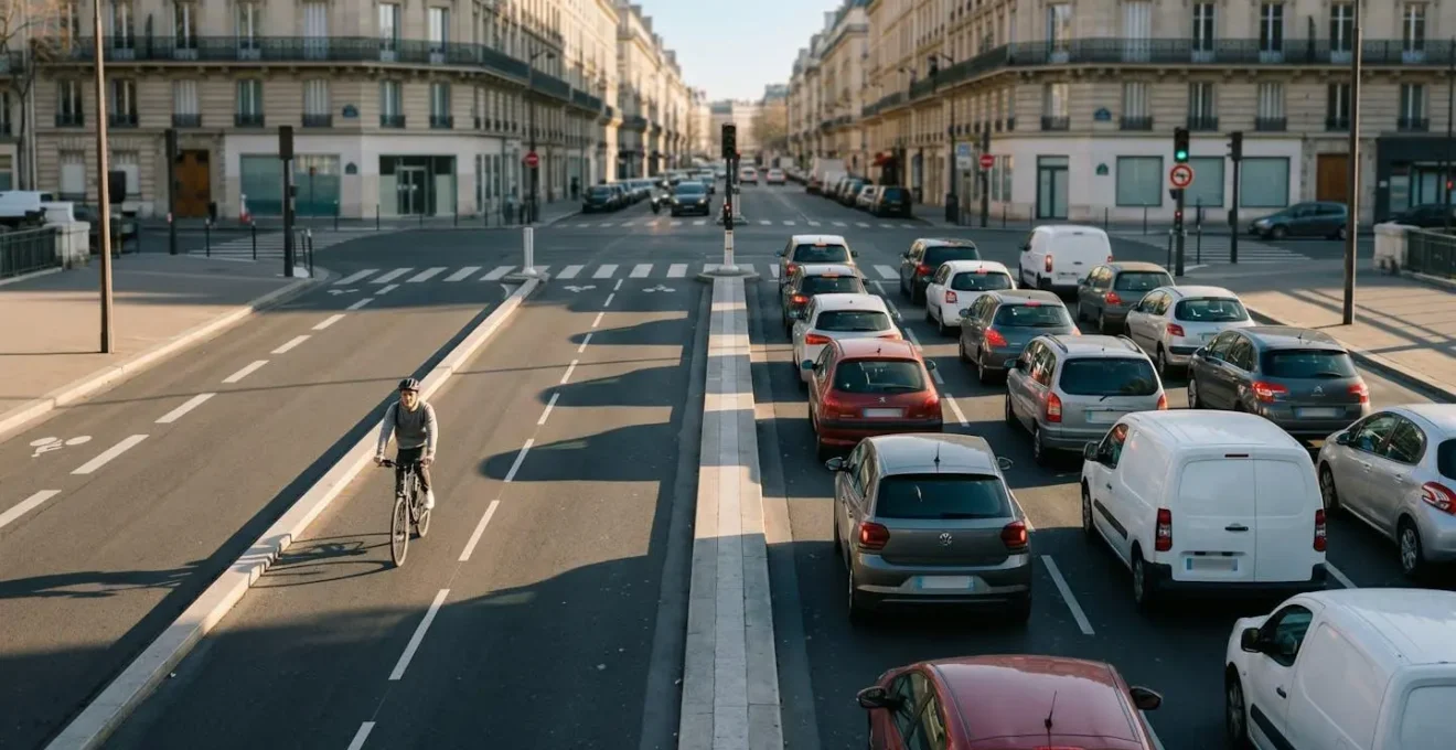 Représentation visuelle de la variance du temps de trajet entre vélo et voiture aux heures de pointe