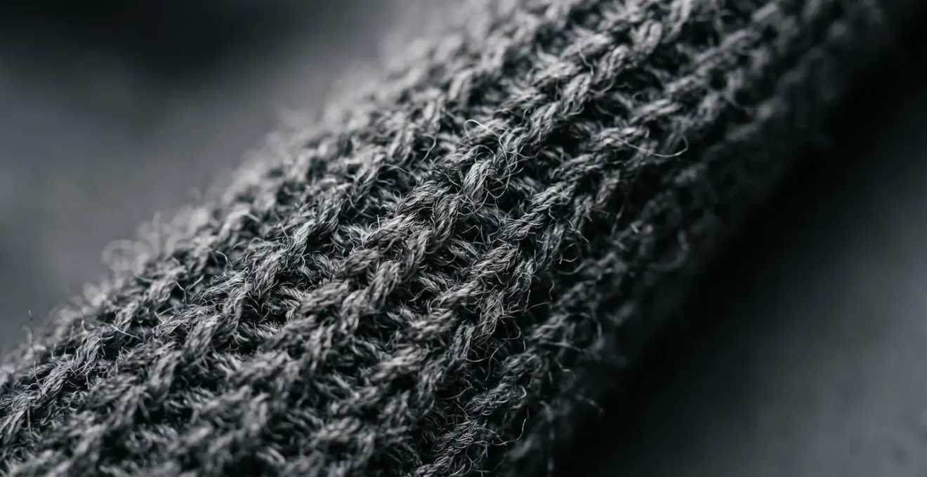 Gros plan sur texture de vêtement technique en laine mérinos