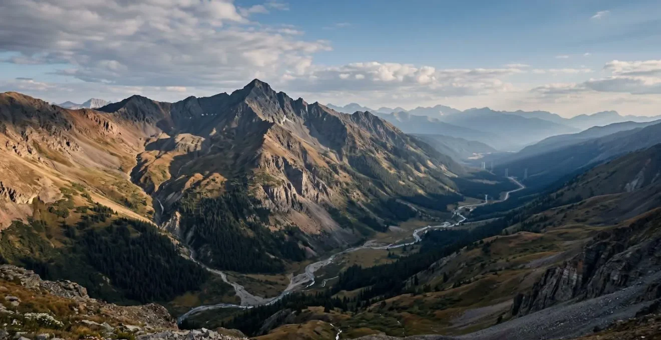 Paysage naturel montrant les lignes de crêtes et thalwegs utilisés pour l'orientation à vélo sans technologie