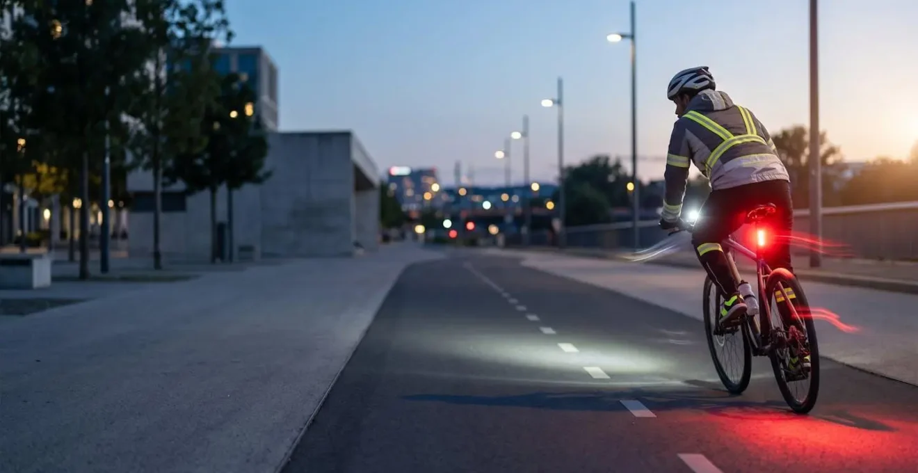 Représentation visuelle de la pyramide de visibilité cycliste avec éléments passifs, actifs et communicatifs