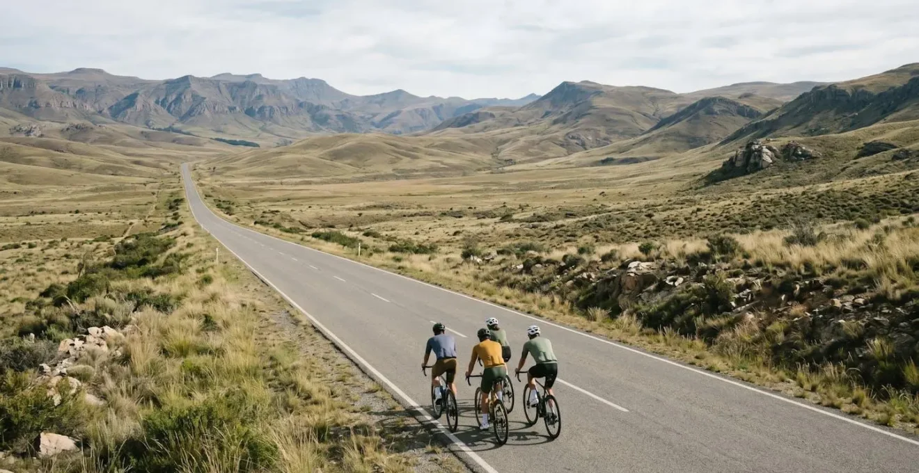 Cyclistes échangeant des bidons et de la nourriture en roulant